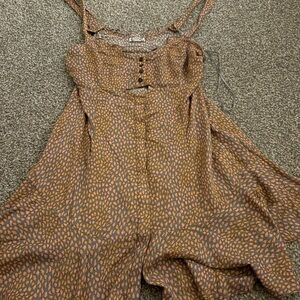 Free People Brown and Pink Patterned Dress